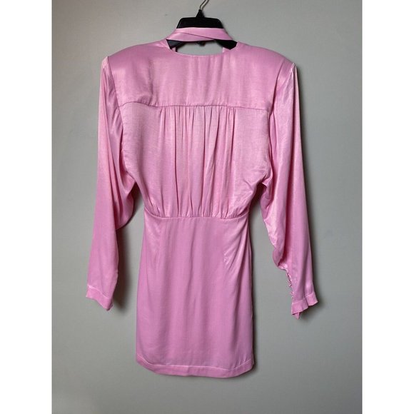 ROTATE Samantha Belted Satin Wrap Dress In Pink size 2 - Picture 12 of 12